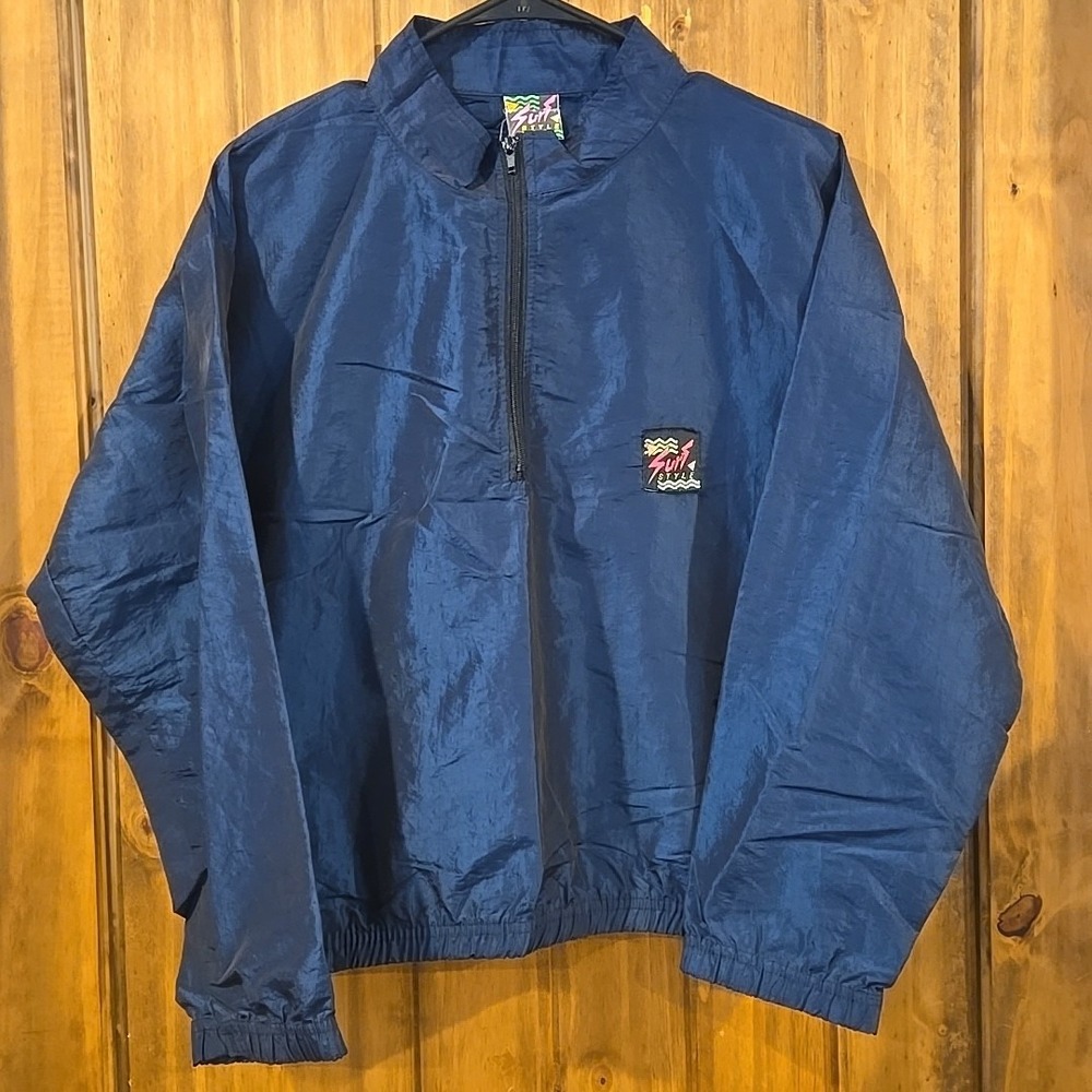 Surf Style Windbreaker Blue 90s Pullover‎  Interplanetary Body Gear Vtg 14-16